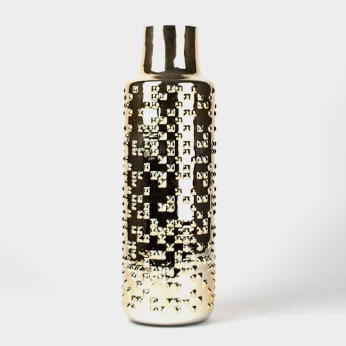 15 Inch H X 3 Inch Gold Textured Round Cylinder