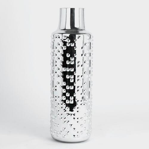 15 Inch H X 3 Inch Silver Textured Round Cylinder